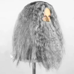 Synthetic Wig Curly With Bangs Machine Made Wig Short Grey Synthetic Hair Men's Gray