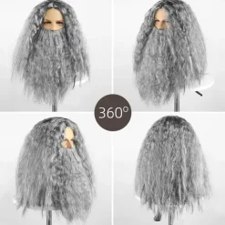 Synthetic Wig Curly With Bangs Machine Made Wig Short Grey Synthetic Hair Men's Gray