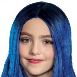 Synthetic Wig Descendants 3 Evie Wavy Asymmetrical Wig Short Blue Synthetic Hair Girls' Halloween Cosplay Party Wigs