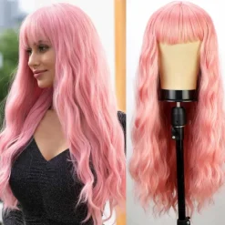 Synthetic Wig Middle Part Wig Long Auburn Red Green Pink Blonde Synthetic Hair Halloween Cosplay Party Wigs