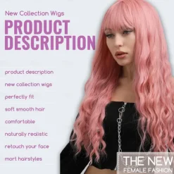 Synthetic Wig Middle Part Wig Long Auburn Red Green Pink Blonde Synthetic Hair Halloween Cosplay Party Wigs
