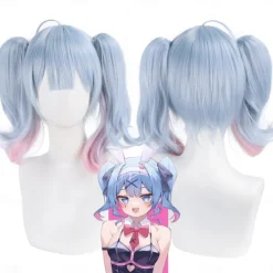 Synthetic Wig Rabbit hole kinky Straight Deep Wave Layered Haircut Neat Bang Machine Made Wig 16 inch A1 Synthetic Hair Women's Classic Comfortable Color Gradient Blue