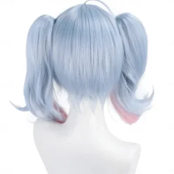 Synthetic Wig Rabbit hole kinky Straight Deep Wave Layered Haircut Neat Bang Machine Made Wig 16 inch A1 Synthetic Hair Women's Classic Comfortable Color Gradient Blue