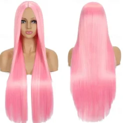 Synthetic Wig Straight Middle Part Machine Made Wig Long A1 A2 A3 A4 A5 Synthetic Hair Women's Cosplay Soft Party Blonde Pink Red Halloween Wigs