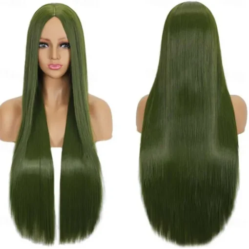 Synthetic Wig Straight Middle Part Machine Made Wig Long A1 A2 A3 A4 A5 Synthetic Hair Women's Cosplay Soft Party Blonde Pink Red Halloween Wigs