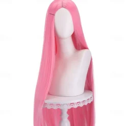 Synthetic Wig Straight Middle Part Machine Made Wig Long A1 A2 A3 A4 A5 Synthetic Hair Women's Cosplay Soft Party Pink Red Black Halloween Wigs