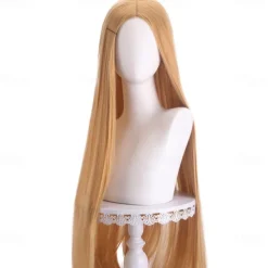 Synthetic Wig Straight Middle Part Machine Made Wig Long A1 A2 A3 A4 A5 Synthetic Hair Women's Cosplay Soft Party Pink Red Black Halloween Wigs