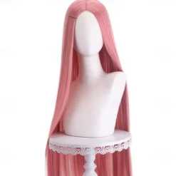 Synthetic Wig Straight Middle Part Machine Made Wig Long A1 A2 A3 A4 A5 Synthetic Hair Women's Cosplay Soft Party Pink Red Black Halloween Wigs