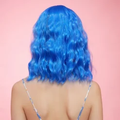 Synthetic Wig Uniforms Career Costumes Princess Curly Wavy Middle Part Layered Haircut Machine Made Wig 14 inch Royal Blue Synthetic Hair Women's Cosplay Party Fashion Blue