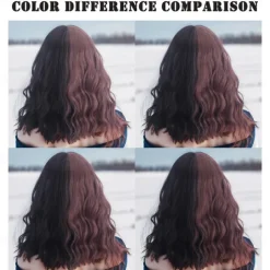 Synthetic Wig Wavy Curly Weave Layered Haircut With Bangs Machine Made Wig 16 inch A1 Synthetic Hair Women's Classic Comfortable Color Gradient Multi-color