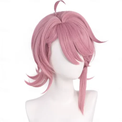 Synthetic Wig White bird Aero Straight Deep Wave Asymmetrical Deep Parting Machine Made Wig 16 inch A1 Synthetic Hair Women's Fashionable Design Classic Comfortable Pink