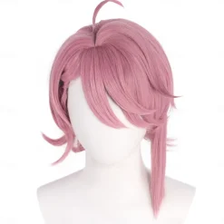 Synthetic Wig White bird Aero Straight Deep Wave Asymmetrical Deep Parting Machine Made Wig 16 inch A1 Synthetic Hair Women's Fashionable Design Classic Comfortable Pink