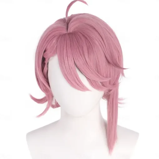Synthetic Wig White bird Aero Straight Deep Wave Asymmetrical Deep Parting Machine Made Wig 16 inch A1 Synthetic Hair Women's Fashionable Design Classic Comfortable Pink