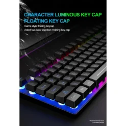 T87 Rechargeable Keyboard and Mouse Set Wireless Mechanical Feel Multicolor Backlit Gaming Keyboard Mouse Set Wireless Waterproof 2.4G USB Drive