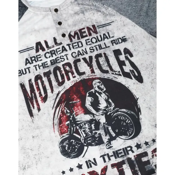 T shirt Tee Henley Shirt Graphic Prints Motorcycle Henley Clothing Apparel Outdoor Casual Long Sleeve Button-Down Print Stylish Lightweight Vintage Sixties Grey And White