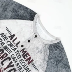 T shirt Tee Henley Shirt Graphic Prints Motorcycle Henley Clothing Apparel Outdoor Casual Long Sleeve Button-Down Print Stylish Lightweight Vintage Sixties Grey And White