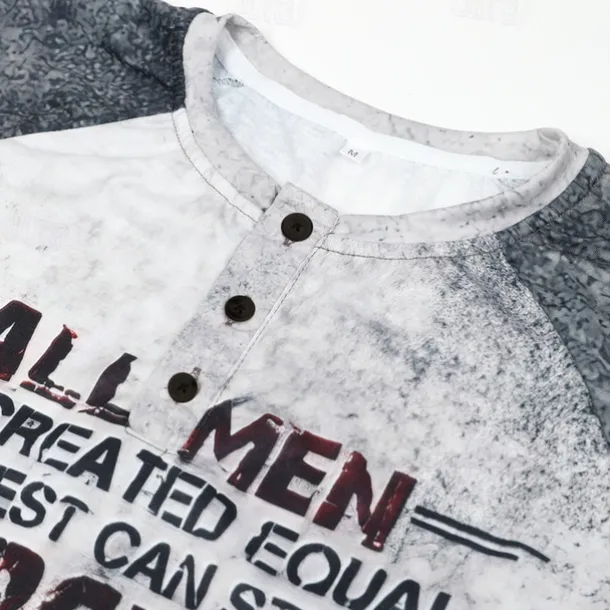 T shirt Tee Henley Shirt Graphic Prints Motorcycle Henley Clothing Apparel Outdoor Casual Long Sleeve Button-Down Print Stylish Lightweight Vintage Sixties Grey And White