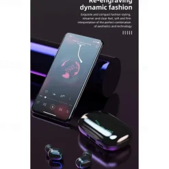 T11 TWS Wireless Earbuds In-Ear Bluetooth 5.0 Headphones – Low Latency Sports Gaming Earphones with Mic, LED Display, Charging Case