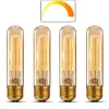 T10 Vintage Edison Light Bulb 40 Watt Dimmable Antique Tubular Old Fashioned Incandescent Bulb Warm White E26/E27 Base Amber Glass Lamp for Home Light Fixtures Decorative AC220V AC110V