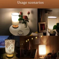 Table Lamp Bedside Nightstand Lamp Simple Desk Lamp Fabric Wooden Table Lamp for Bedroom Living Room Office Study