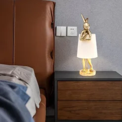Table Lamp Bunny Table Lamps Gold Rabbit Table Lamp for Bedroom,Bunny Children's Bedside Gift Table Lamp Small Bunny Light 110-240V