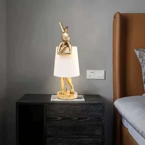 Table Lamp Bunny Table Lamps Gold Rabbit Table Lamp for Bedroom,Bunny Children's Bedside Gift Table Lamp Small Bunny Light 110-240V