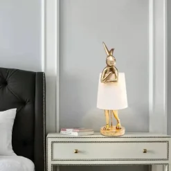 Table Lamp Bunny Table Lamps Gold Rabbit Table Lamp for Bedroom,Bunny Children's Bedside Gift Table Lamp Small Bunny Light 110-240V