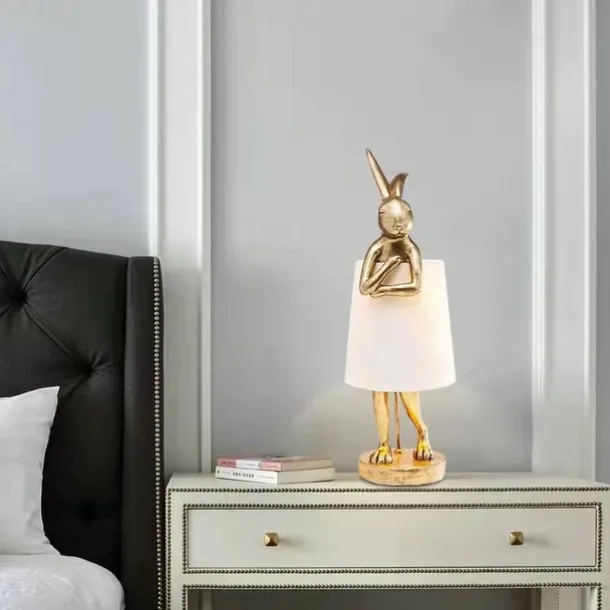Table Lamp Bunny Table Lamps Gold Rabbit Table Lamp for Bedroom,Bunny Children's Bedside Gift Table Lamp Small Bunny Light 110-240V