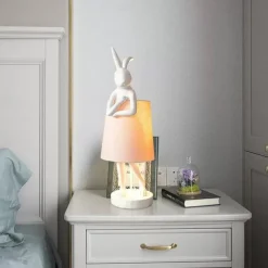 Table Lamp Bunny Table Lamps Gold Rabbit Table Lamp for Bedroom,Bunny Children's Bedside Gift Table Lamp Small Bunny Light 110-240V