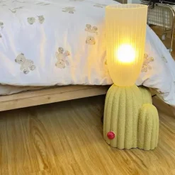 Table Lamp Cactus Green White Resin Clear Glass Desk Light Bedroom Bedside lamp Home Decor Lighting Fixtures