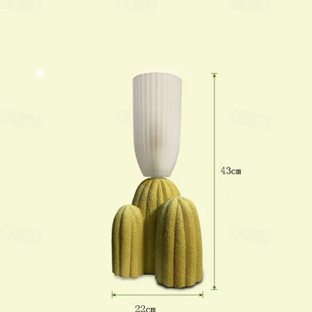 Table Lamp Cactus Green White Resin Clear Glass Desk Light Bedroom Bedside lamp Home Decor Lighting Fixtures