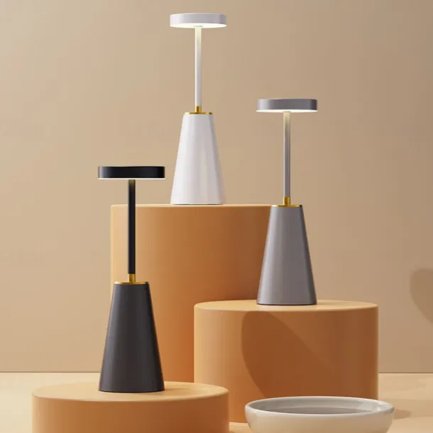 Table Lamp Tabletop Rechargeable Desk Lamp with Battery Powered,Cordless 3-Levels Brightness Stepless Dimmable Touch Nightlight Lamps, Lamps for Bedroom/Restaurant/Bars/Patio