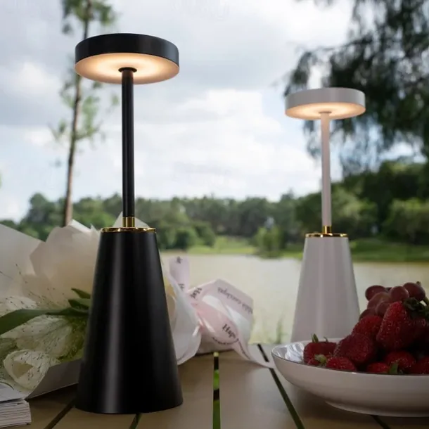 Table Lamp Tabletop Rechargeable Desk Lamp with Battery Powered,Cordless 3-Levels Brightness Stepless Dimmable Touch Nightlight Lamps, Lamps for Bedroom/Restaurant/Bars/Patio