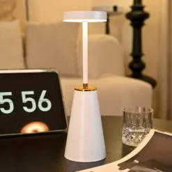 Table Lamp Tabletop Rechargeable Desk Lamp with Battery Powered,Cordless 3-Levels Brightness Stepless Dimmable Touch Nightlight Lamps, Lamps for Bedroom/Restaurant/Bars/Patio