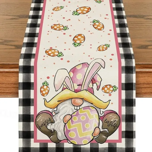 Table Runner, Happy Easter Table Runner, Cute Rabbit Bunny Egg Pattern Table Cover, Easter Atmospheric Table Runner, Holiday Desktop Decoration Fabric Table Runner,Easter Decor