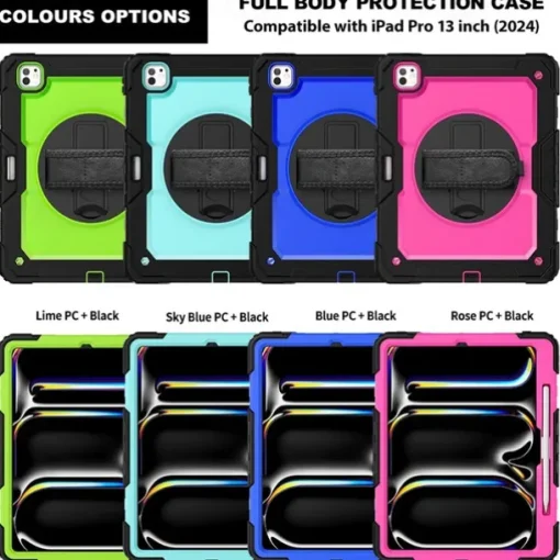 Tablet Case Cover For Apple iPad Air 11"(2024) iPad Air 13"(2024) iPad Pro 11"(2024) iPad Pro 13"(2024) Portable Handle Pencil Holder Armor PC Silicone