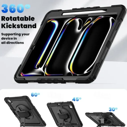 Tablet Case Cover For Apple iPad Air 11"(2024) iPad Air 13"(2024) iPad Pro 11"(2024) iPad Pro 13"(2024) Portable Handle Pencil Holder Armor PC Silicone