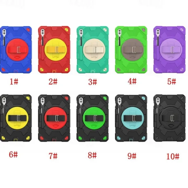 Tablet Case Cover For Samsung Galaxy Tab A9 8.7" S9 11 inch S9 Plus 12.4" A9 Plus 11" Portable Handle Pencil Holder Armor PC Silicone