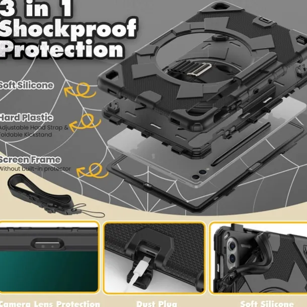 Tablet Case Cover For Samsung Galaxy Tab A9 8.7" S9 11 inch S9 Plus 12.4" A9 Plus 11" Portable Handle Pencil Holder Armor PC Silicone