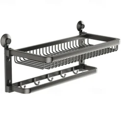 TAILI Aluminum Alloy Towel Shelf Towel Rack, Suction Cup Bathroom Storage Rack, Space Aluminum Towel Organizer Bathroom Shelf Tower Holder