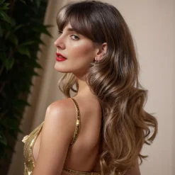 Taylor Swift Inspired Wigs Synthetic Wig Body Wave With Bangs Wig Long Brown Synthetic Hair Women's Fashionable Design Soft Natural Brown