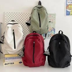 Teen Girls' Matching Green Backpack Set – Lightweight Nylon School and Travel Bags with Front Zipper Design