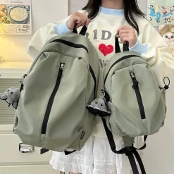 Teen Girls' Matching Green Backpack Set – Lightweight Nylon School and Travel Bags with Front Zipper Design