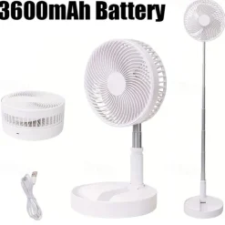 Telescopic Folding USB Fan – Portable Electric Fan for Dormitory, Office, Desktop, Rechargeable and Quiet