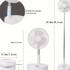 Telescopic Folding USB Fan – Portable Electric Fan for Dormitory, Office, Desktop, Rechargeable and Quiet