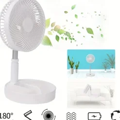 Telescopic Folding USB Fan – Portable Electric Fan for Dormitory, Office, Desktop, Rechargeable and Quiet
