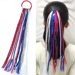 4th of July American Flag Hair Ties Bands,Patriotic Hair Accessories,Memorial Day Independence Day Decorations,2Pcs