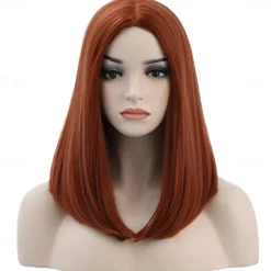 The Movie Black Widow Cosplay Wigs for Women Anime Synthetic Shoulder Length Brown Silk Straight Wigs for Girls Party Daily Use Halloween Wigs