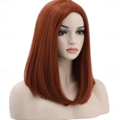 The Movie Black Widow Cosplay Wigs for Women Anime Synthetic Shoulder Length Brown Silk Straight Wigs for Girls Party Daily Use Halloween Wigs