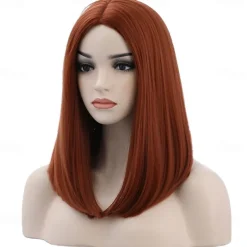 The Movie Black Widow Cosplay Wigs for Women Anime Synthetic Shoulder Length Brown Silk Straight Wigs for Girls Party Daily Use Halloween Wigs